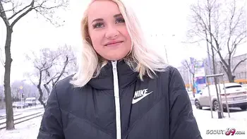 GERMAN SCOUT - YOUNG BLUE EYES TEEN MARILYN FUCK AT STREET CASTING