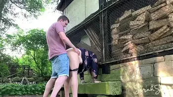 Fucking at an abondand barnyard - outdoor sex