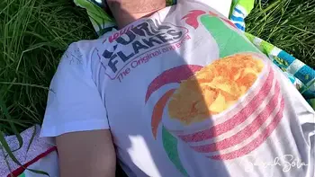Outdoor Blowjob in the meadow while people walk by in public - cum in her mouth - Sarah Sota