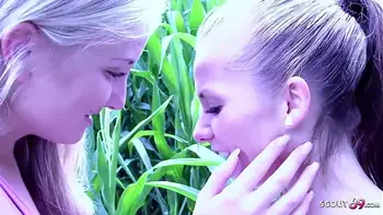 Cute Girl tricked Skinny Classmate to Lesbian Public Sex on way home