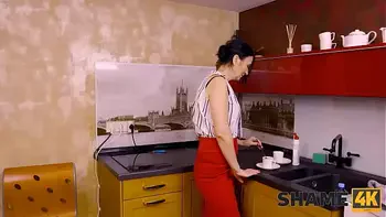 SHAME4K. MILF needs no problems and has sex with stud in the kitchen