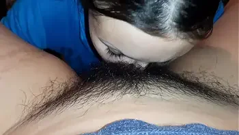 I tongue my girlfriend's hairy pussy to orgasm - Lesbian Illusion Girls