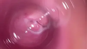 Camera deep inside Mia's teen creamy pussy