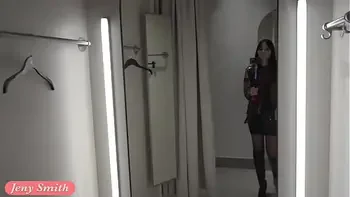 He saw me naked in the changing room. Jeny Smith goes shoping with her fan