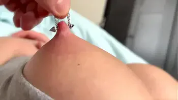 Morning Play with Big Tits MILF and Pierced Nipples