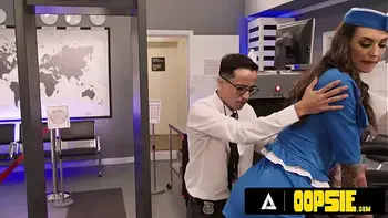 OOPSIE - Inked Flight Attendant Rocky Emerson SQUIRTS When CAUGHT WITH SEX TOY At Airport Security