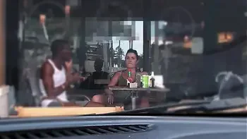 Cheating Wife #4 Part 3 - Hubby films me outside a cafe Upskirt Flashing and having an Interracial affair with a Black Man!!!