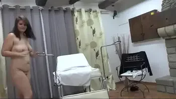 Pretty young chubby brunette fisted and hard anal plugged at the gyneco