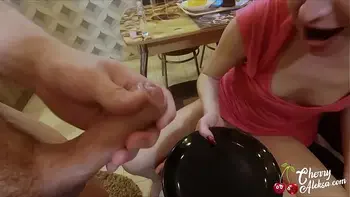 Big Ass MILF Blowjob Big Cock, Anal Sex and Cum Eating in the Kitchen