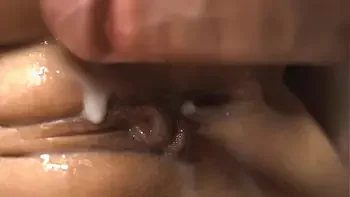 Cum inside her thrice and whip that cream inside. Creamy fuck close-up
