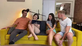 Our girls blindfolded us and swapped places - Swinger Party