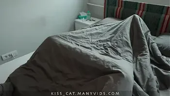 what are you doing? Don't cum inside step mom! step son fucks blindfolded step mother