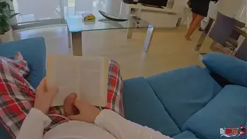 The stepmother accidentally sat on her stepson's penis and couldn't tear herself away from him until he filled her with sperm