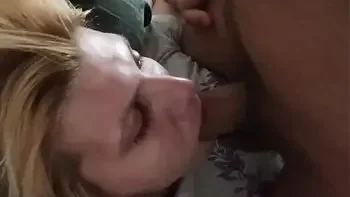 Submissive Slut Wife gets Cum on Face and Mouth before her morning coffee.