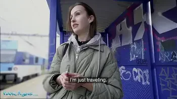 Public Agent Train Station smoker gets her tits out to pay the fine