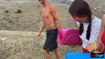 Guys picked up two girls in the mountains and fucked them there