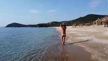 Drone exibitionism on Nudist beach
