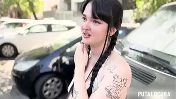 PutaLocura - Morena de tetas grandes española traga leche de su novio en pillada