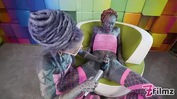 Dominatrix teases and pushes heavily tattooed SISSY to anal orgasm with doxy, anal fuckmachine and cockbondage