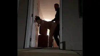 Trying to Get Caught! Sex in the Doorway at the Hotel