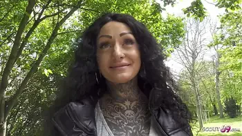 GERMAN SCOUT - First Anal Sex for Big Tits Tattoo Model Mia Roux at Pickup Casting