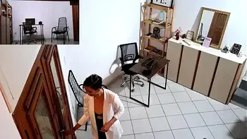 Horny secretary masturbates and ends up having sex with a client who was harassing her - Part 1