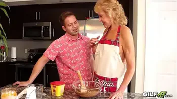 GILFAF - 72 Year old Grandma Fucks Stud in Kitchen