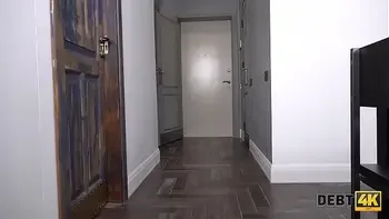 DEBT4k. Long-haired blonde with awesome body has sex with collector