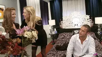 Wife Suprise Husband with Hairy Pussy Ginger Teen for FFM Threesome