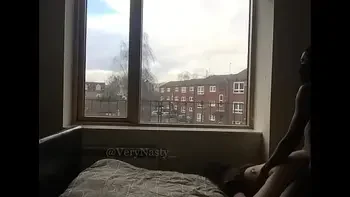 Slut Fucking BBC by the window for everyone to see
