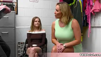 Hot wife and cute teen caught stealing a huge vibrator Now its time to give it a test run