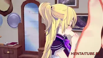 Genshin Impact Hentai - Fischl having sex and enjoy doing a blowjob and being fucked with creampie 1/2