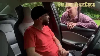 I'm making a personalized video and a girl catches me masturbating in the car... She decides to help me and sucks me off!