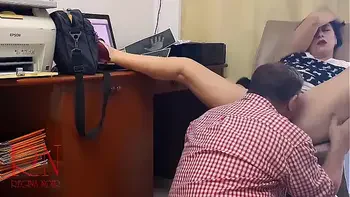 Office domination, Femdom, Lady boss and employee Pussy lick Do you want to be my employee? Hidden camera in office C2