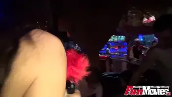 Slut wives visit a swingers club for an orgy