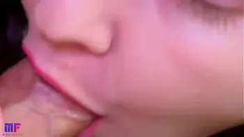 Close up amateur blowjob with cum in mouth