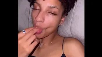Ebony slut loves cum