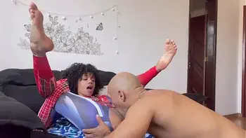 Realizei o fetiche do meu macho dando a buceta e o cuzinho vestida de mulher aranha