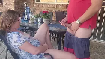 Mutual masturbation Caught my friends wife fingering herself on the patio so i joined her fingering