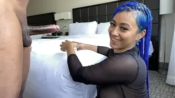 Sloppy blowjob by Blue hair throatgoat