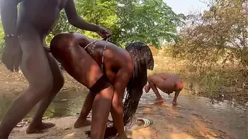 Village girl we brought her to the river to fuck