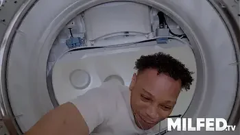 Cheating MILF Neighbor Undresses in the Laundry