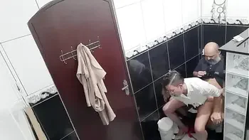 He paid to film the lesbian sucking and fucking in the bar's bathroom.