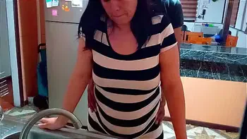 My stepson's friend came over to fuck me while I was washing dishes.