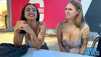 Frat Boy Max Picks Up Angel Youngs and Hailey Rose in College Campus