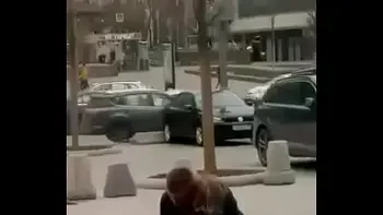 Stupid blonde gives blowjob in public