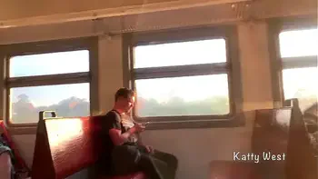 the girl 18 yo showed her panties on the train and jerked off a dick to a stranger in public