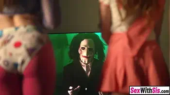 Petite redhead stepsis and tiny teen bestie dared to fuck stepbro