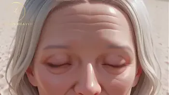 GILF With Huge Saggy Tits Blowjob At The Beach - POV AI