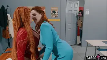 Bisexual redhead MILF stepmom and teacher share stepson hard cock